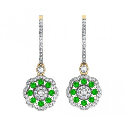 Delicate Emerald Diamond Earrings On Hoops
